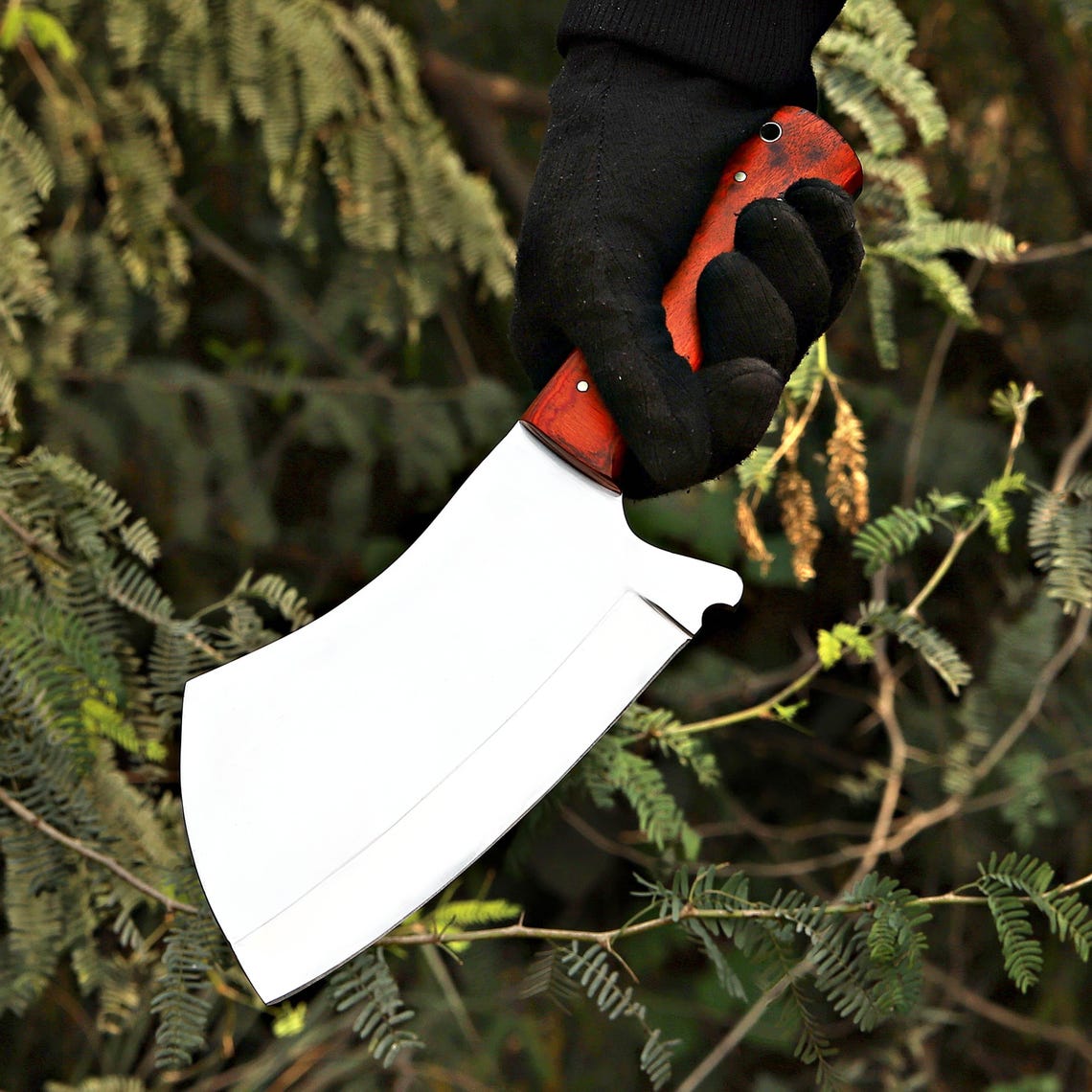 Hand Forged Mirror Polished Cleaver Knife, Meat Chopper, Splitter, Perfect Gift on Halloween & Anniversary for Him