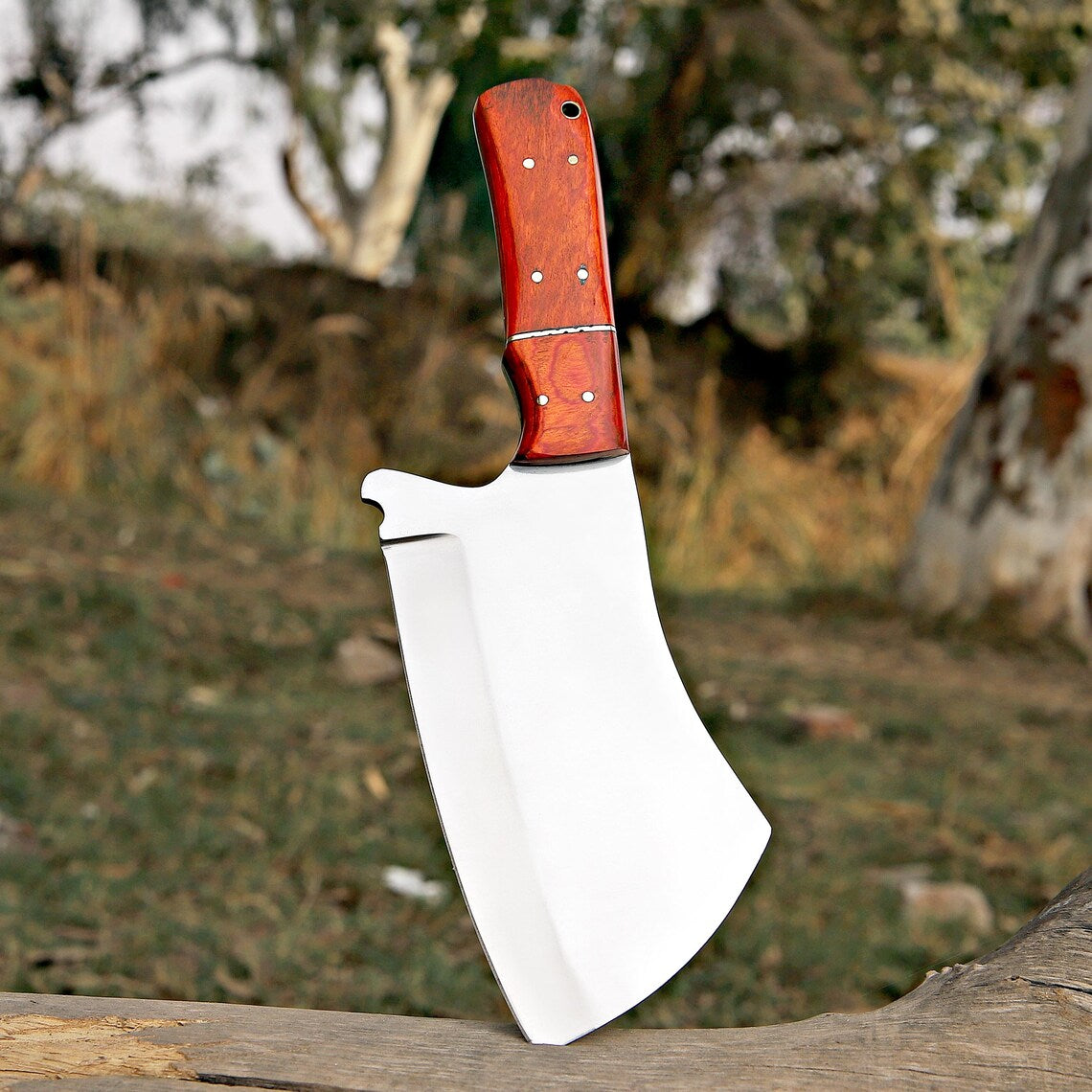 Hand Forged Mirror Polished Cleaver Knife, Meat Chopper, Splitter, Perfect Gift on Halloween & Anniversary for Him